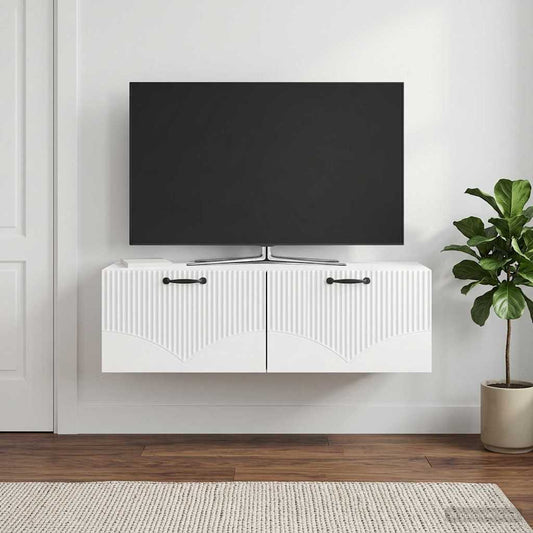 Nástěnná Tv Skříň Bílá S Vysokým Leskem 98 X 41 X 30 Cm