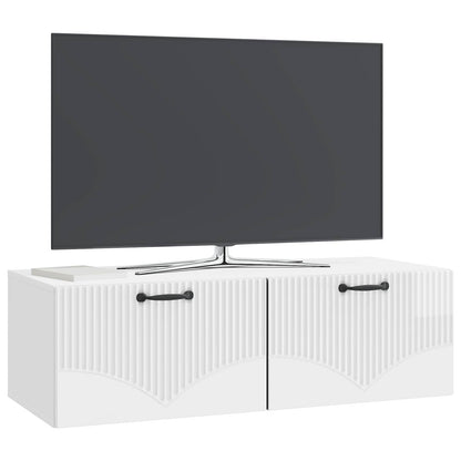 Nástěnná Tv Skříň Bílá S Vysokým Leskem 98 X 41 X 30 Cm