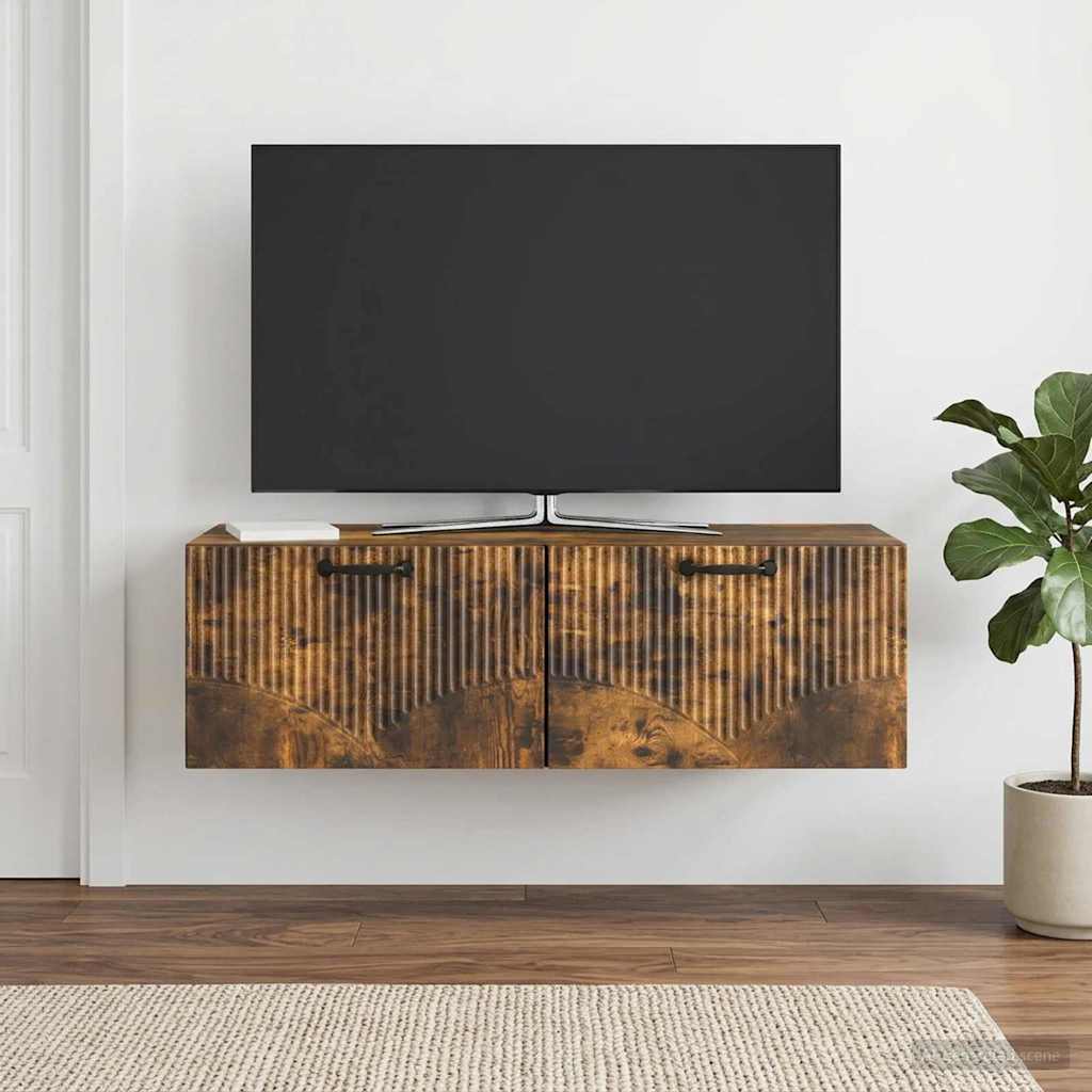 Nástěnná Tv Skříň Kouřový Dub 98 X 41 X 30 Cm Kompozitní Dřevo