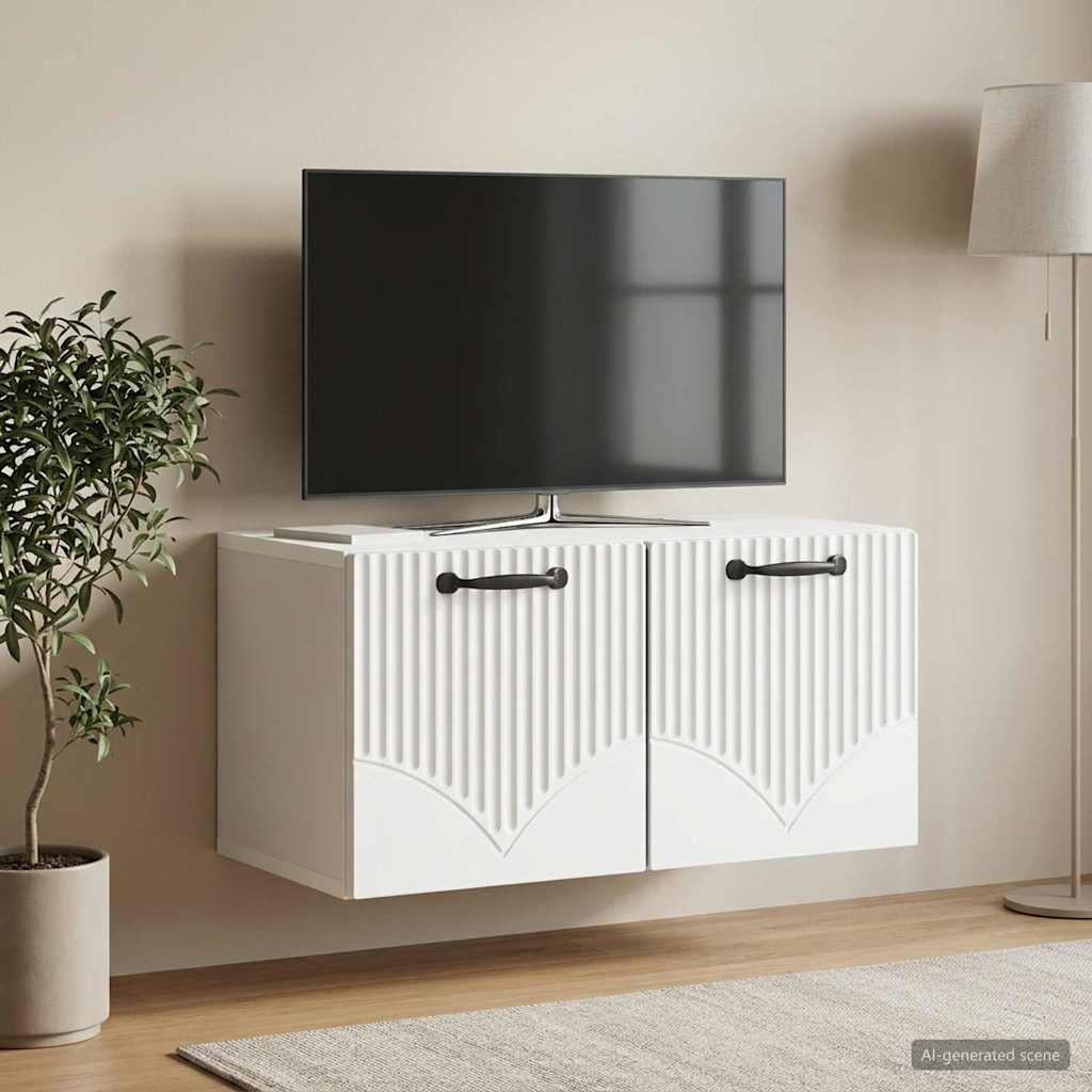 Nástěnná Tv Skříň Bílá 59,5 X 31 X 30 Cm Kompozitní Dřevo