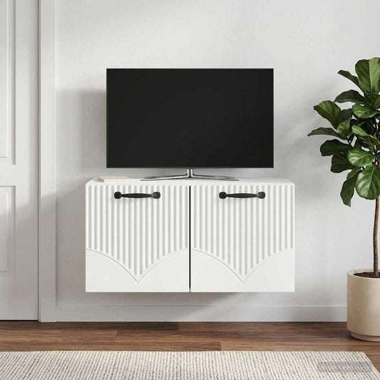 Nástěnná Tv Skříň Bílá 59,5 X 31 X 30 Cm Kompozitní Dřevo