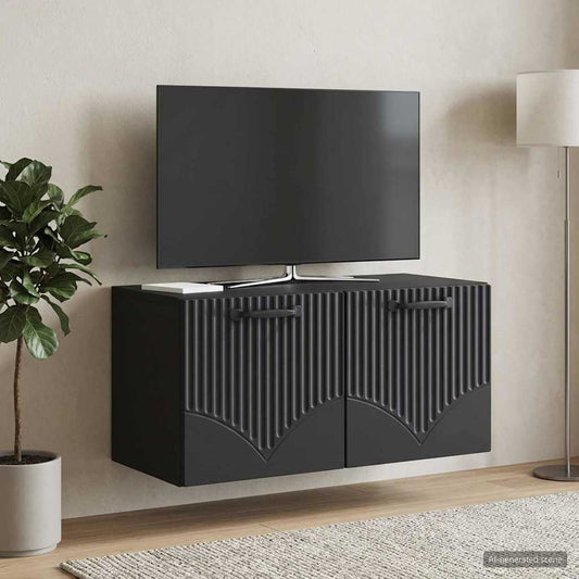 Nástěnná Tv Skříň Černá 59,5 X 31 X 30 Cm Kompozitní Dřevo