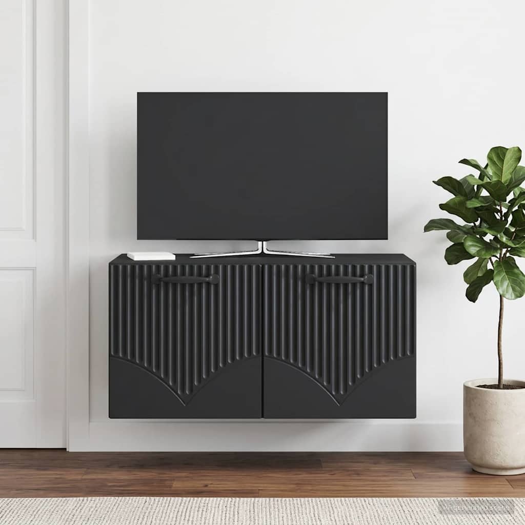 Nástěnná Tv Skříň Černá 59,5 X 31 X 30 Cm Kompozitní Dřevo