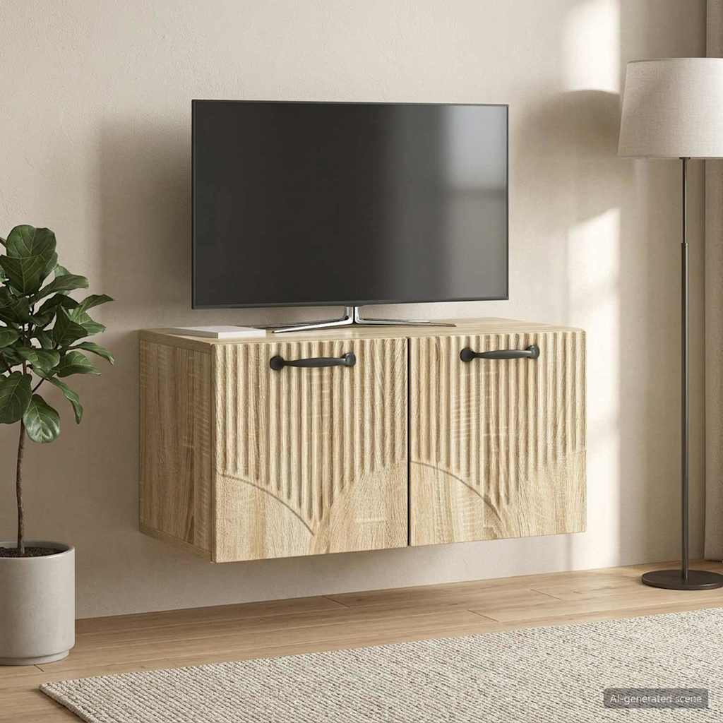 Nástěnná Tv Skříň Dub Sonoma 59,5 X 31 X 30 Cm Kompozitní Dřevo