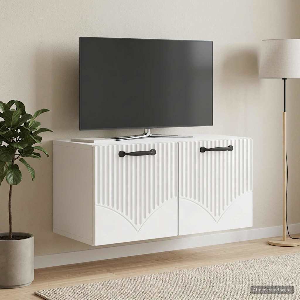 Nástěnná Tv Skříň Bílá S Vysokým Leskem 59,5 X 31 X 30 Cm