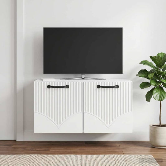 Nástěnná Tv Skříň Bílá S Vysokým Leskem 59,5 X 31 X 30 Cm