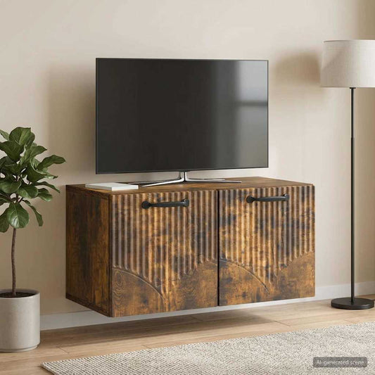 Nástěnná Tv Skříň Nástěnný Kouřový Dub 59,5 X 31 X 30 Cm