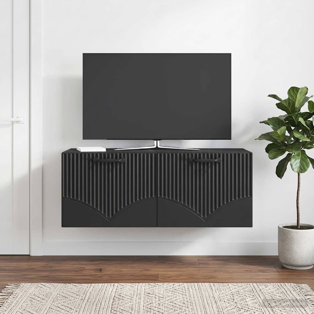Nástěnná Tv Skříň Černá 78,5 X 31 X 30 Cm Kompozitní Dřevo