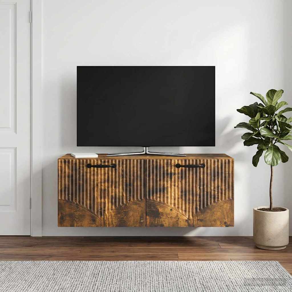 Nástěnná Tv Skříň Nástěnný Kouřový Dub 78,5 X 31 X 30 Cm