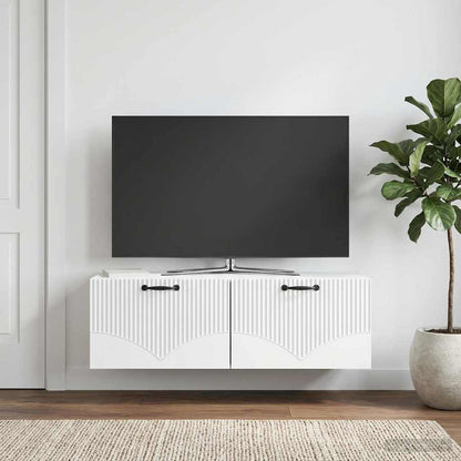 Nástěnná Tv Skříň Bílá 98 X 31 X 30 Cm Kompozitní Dřevo