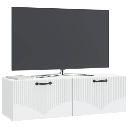 Nástěnná Tv Skříň Bílá 98 X 31 X 30 Cm Kompozitní Dřevo