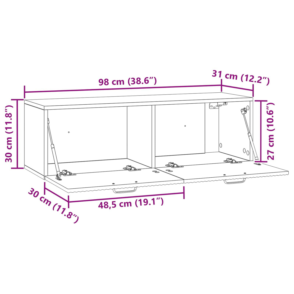 Nástěnná Tv Skříň Bílá 98 X 31 X 30 Cm Kompozitní Dřevo