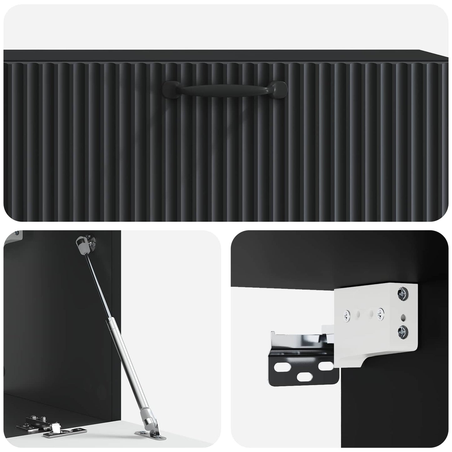 Nástěnná Tv Skříň Černá 98 X 31 X 30 Cm Kompozitní Dřevo