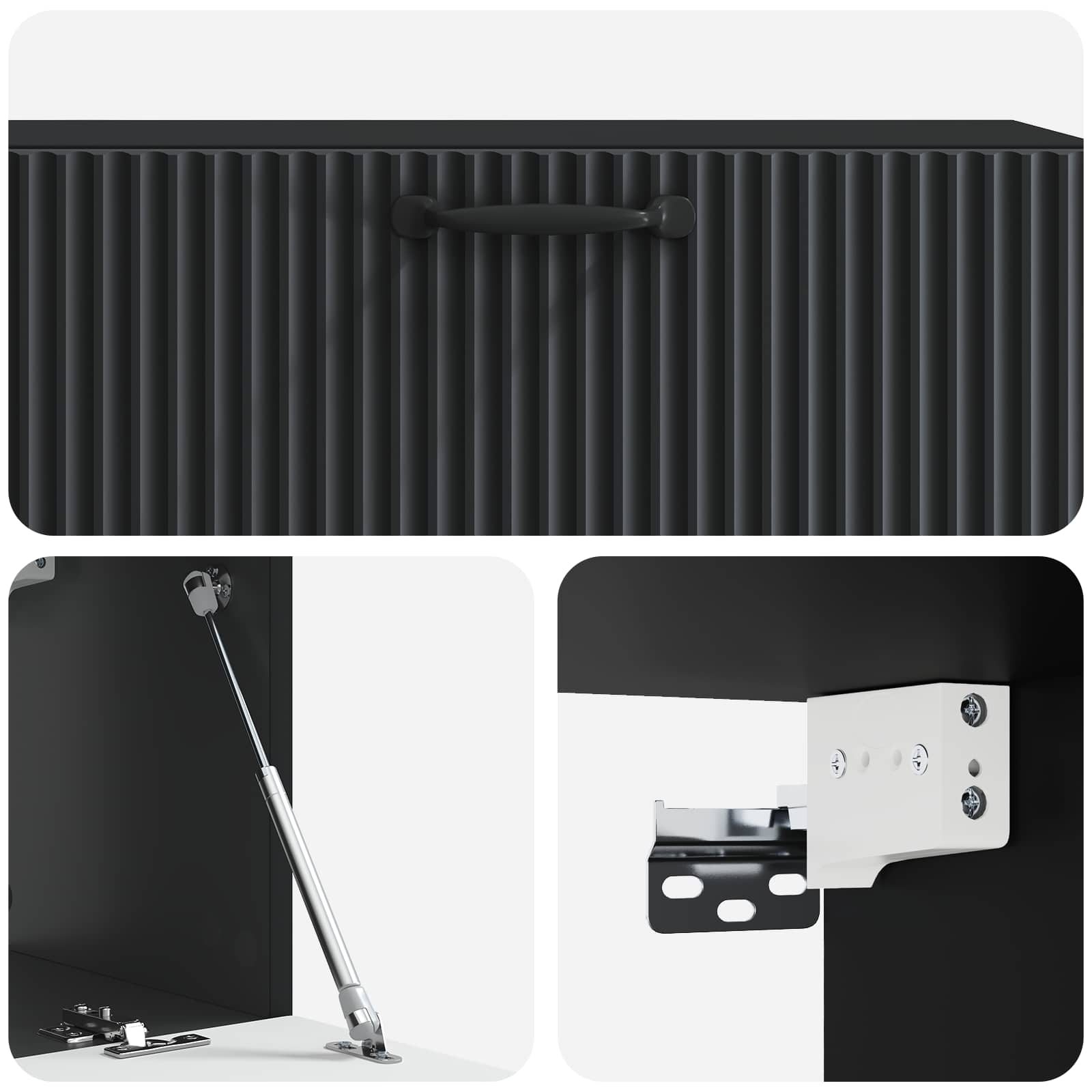 Nástěnná Tv Skříň Černá 98 X 31 X 30 Cm Kompozitní Dřevo