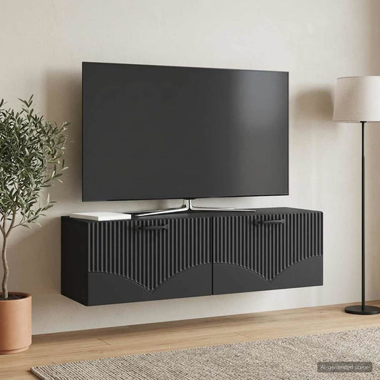 Nástěnná Tv Skříň Černá 98 X 31 X 30 Cm Kompozitní Dřevo