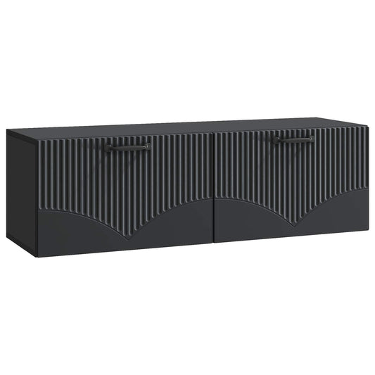 Nástěnná Tv Skříň Černá 98 X 31 X 30 Cm Kompozitní Dřevo