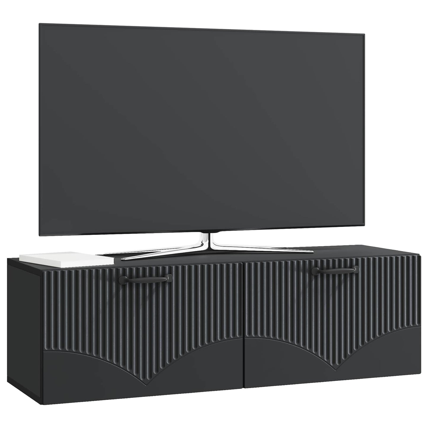 Nástěnná Tv Skříň Černá 98 X 31 X 30 Cm Kompozitní Dřevo