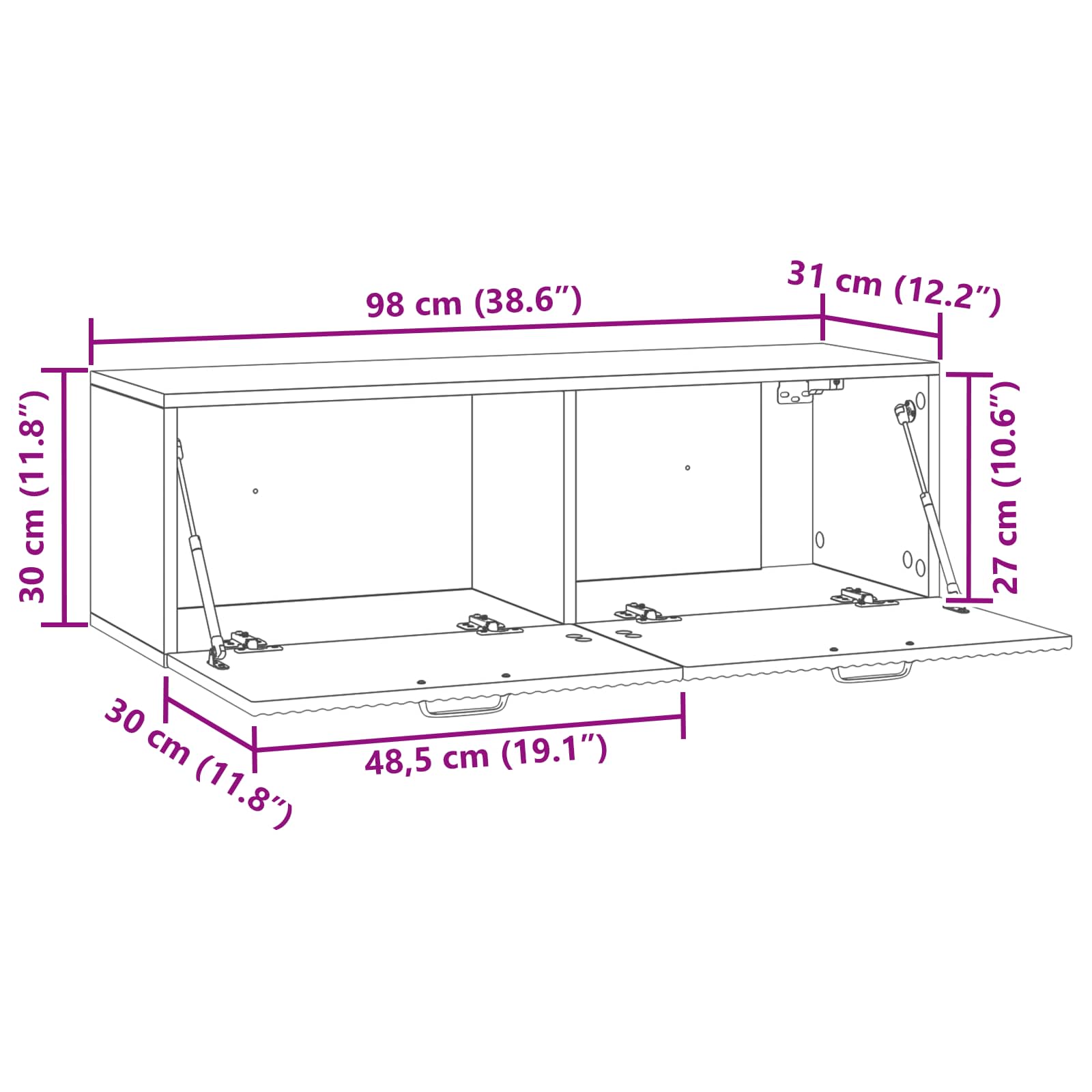 Nástěnná Tv Skříň Černá 98 X 31 X 30 Cm Kompozitní Dřevo