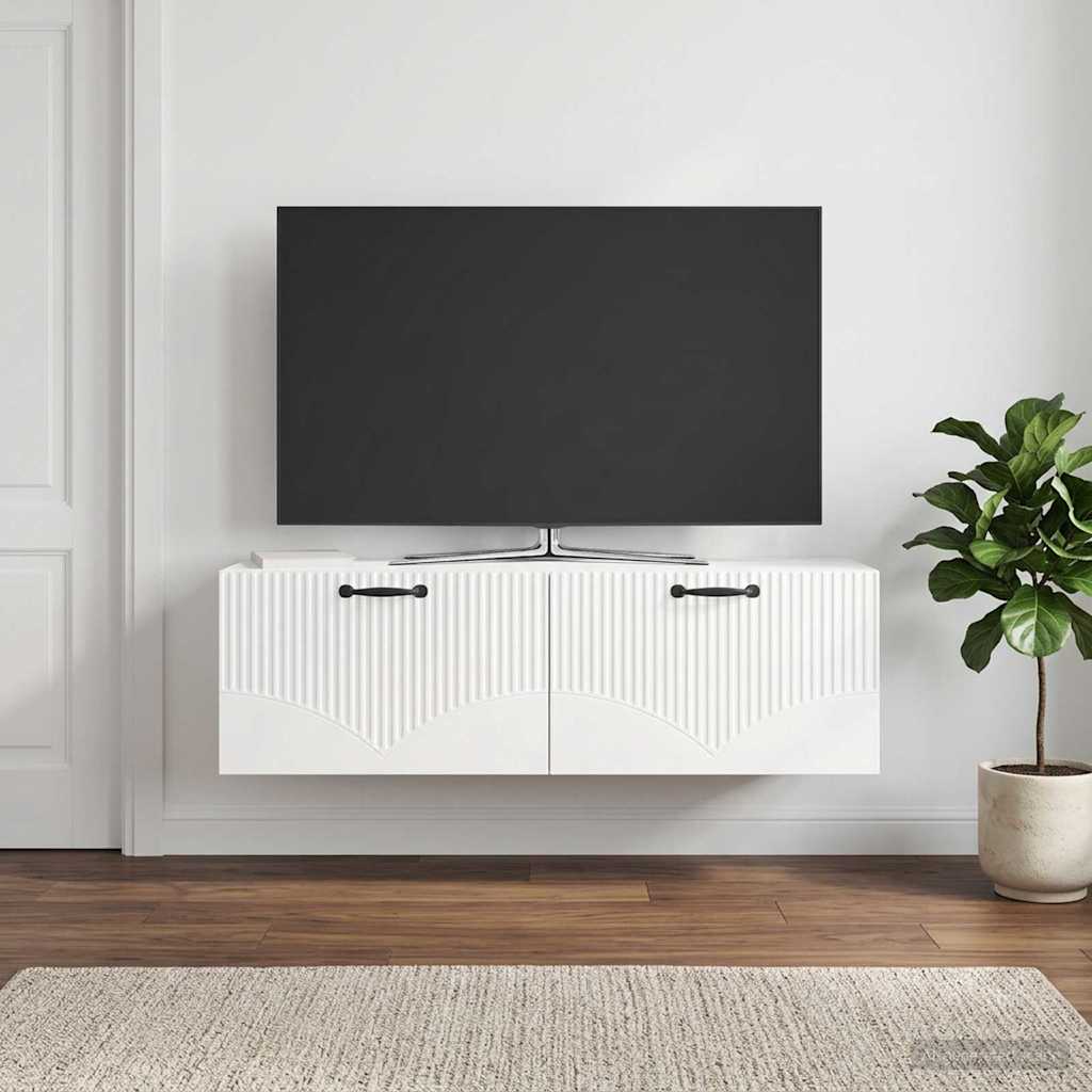 Nástěnná Tv Skříň Bílá S Vysokým Leskem 98 X 31 X 30 Cm