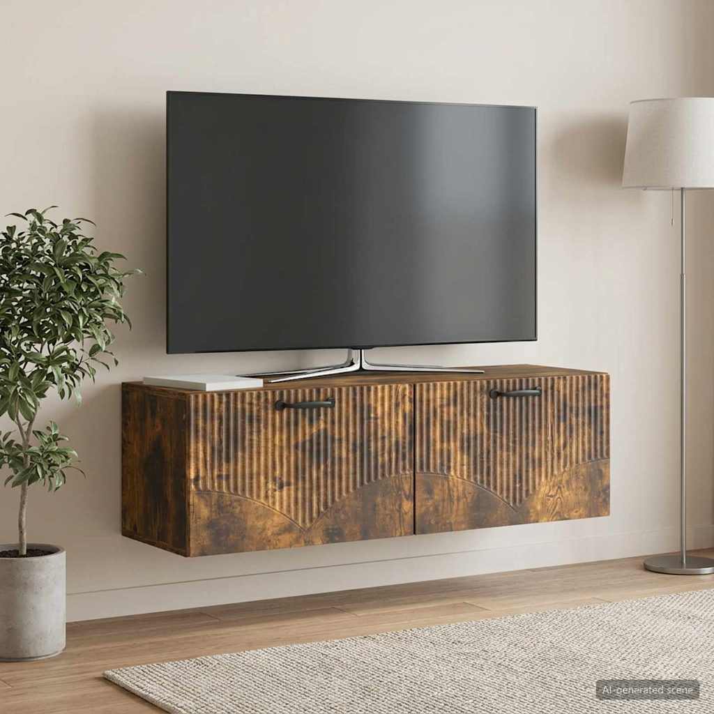 Nástěnná Tv Skříň Kouřový Dub 98 X 31 X 30 Cm Kompozitní Dřevo