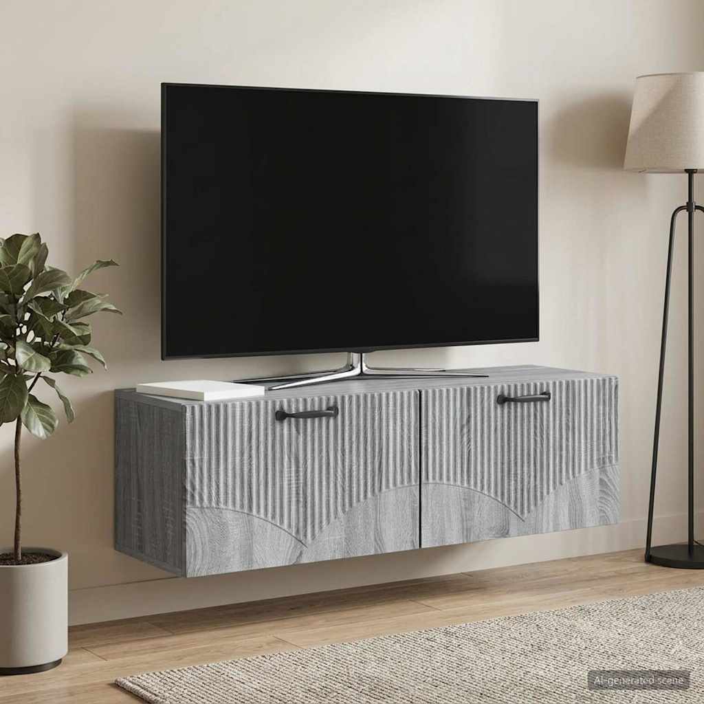 Nástěnná Tv Skříň Šedá Sonoma 98 X 31 X 30 Cm Kompozitní Dřevo