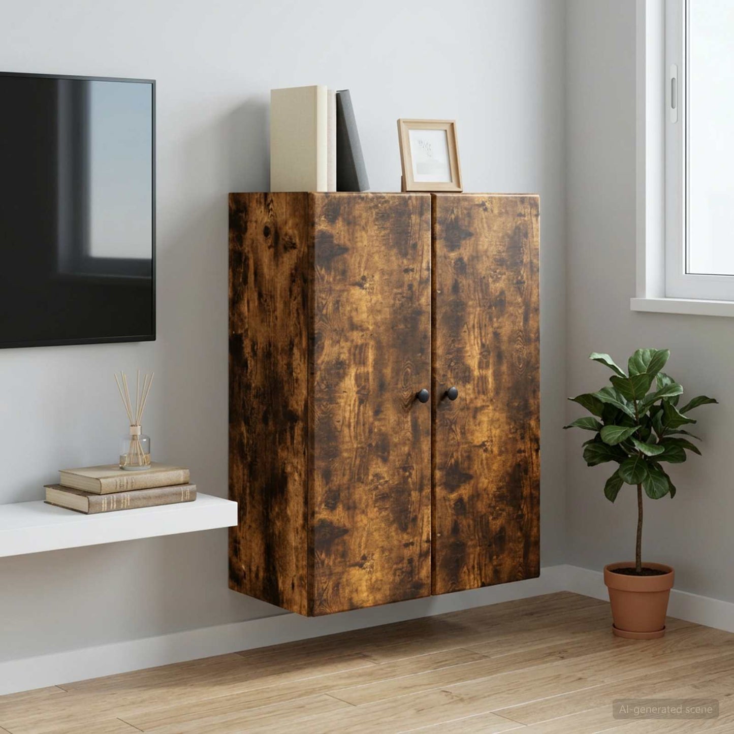 Nástěnná Skříň Kouřový Dub 66 X 34,5 X 90 Cm Kompozitní Dřevo