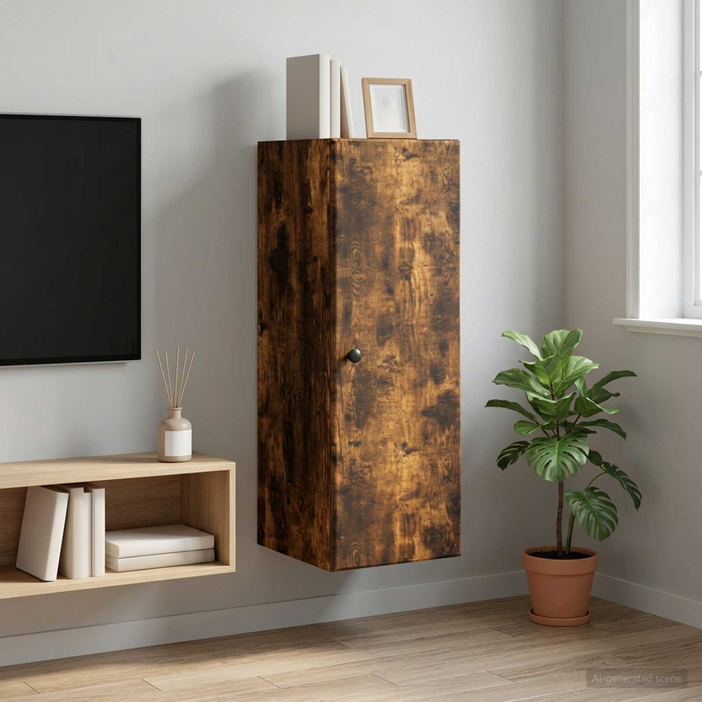 Nástěnná Skříň Kouřový Dub 33 X 34,5 X 90 Cm Kompozitní Dřevo