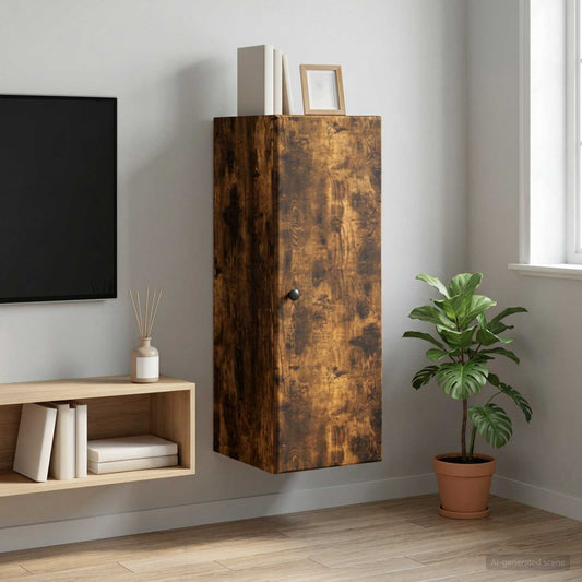 Nástěnná Skříň Kouřový Dub 33 X 34,5 X 90 Cm Kompozitní Dřevo