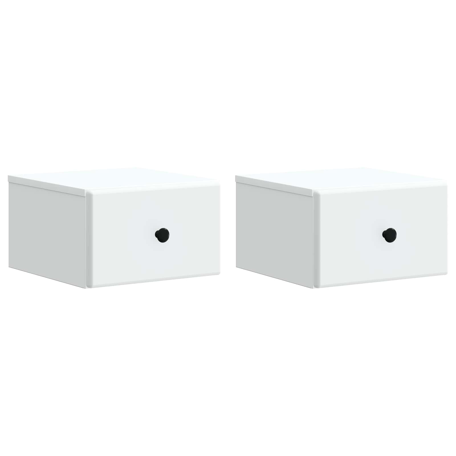 Nástěnný Noční Stolek Se Zásuvkou 2 Pcs Bílá 34,5 X 33 X 20 Cm