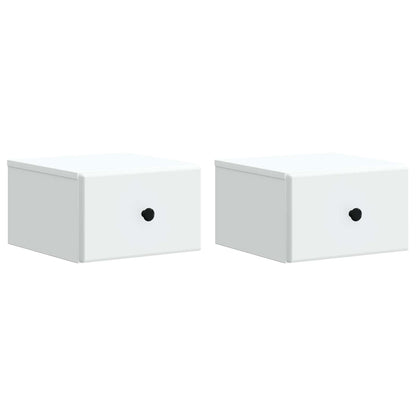 Nástěnný Noční Stolek Se Zásuvkou 2 Pcs Bílá 34,5 X 33 X 20 Cm