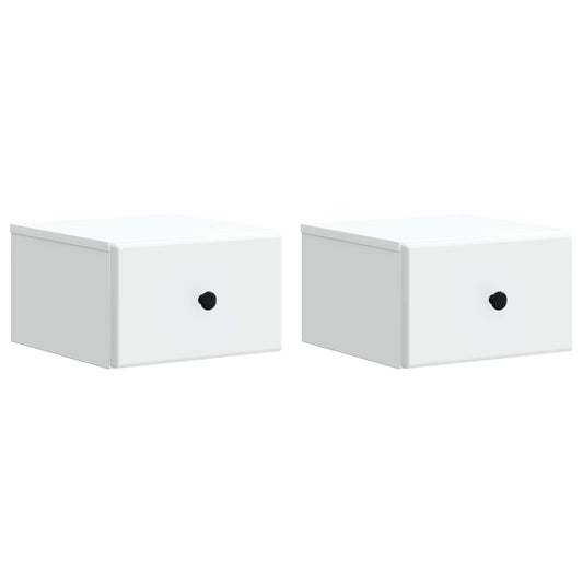 Nástěnný Noční Stolek Se Zásuvkou 2 Pcs Bílá 34,5 X 33 X 20 Cm