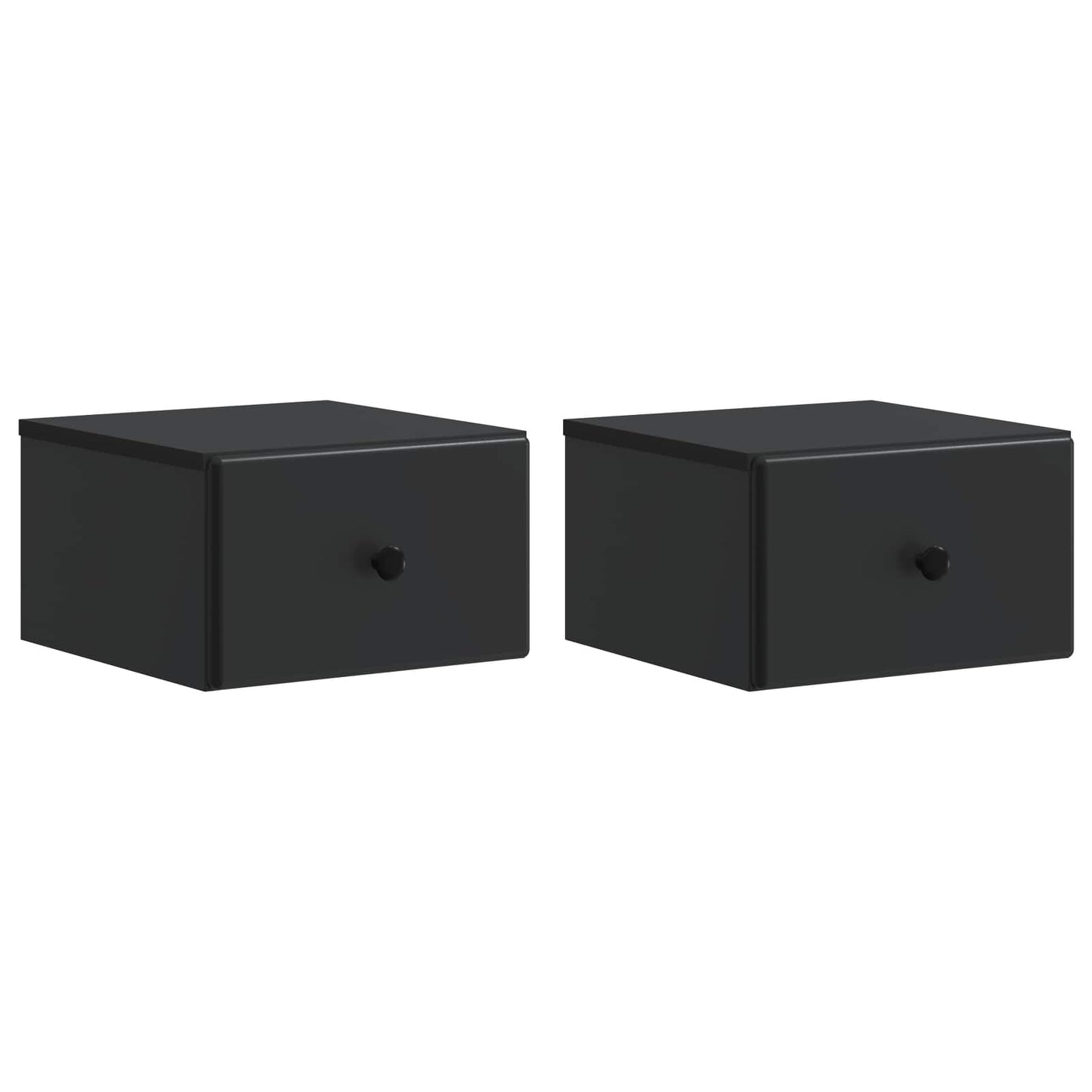 Nástěnný Noční Stolek Se Zásuvkou 2 Pcs Černá 34,5 X 33 X 20 Cm