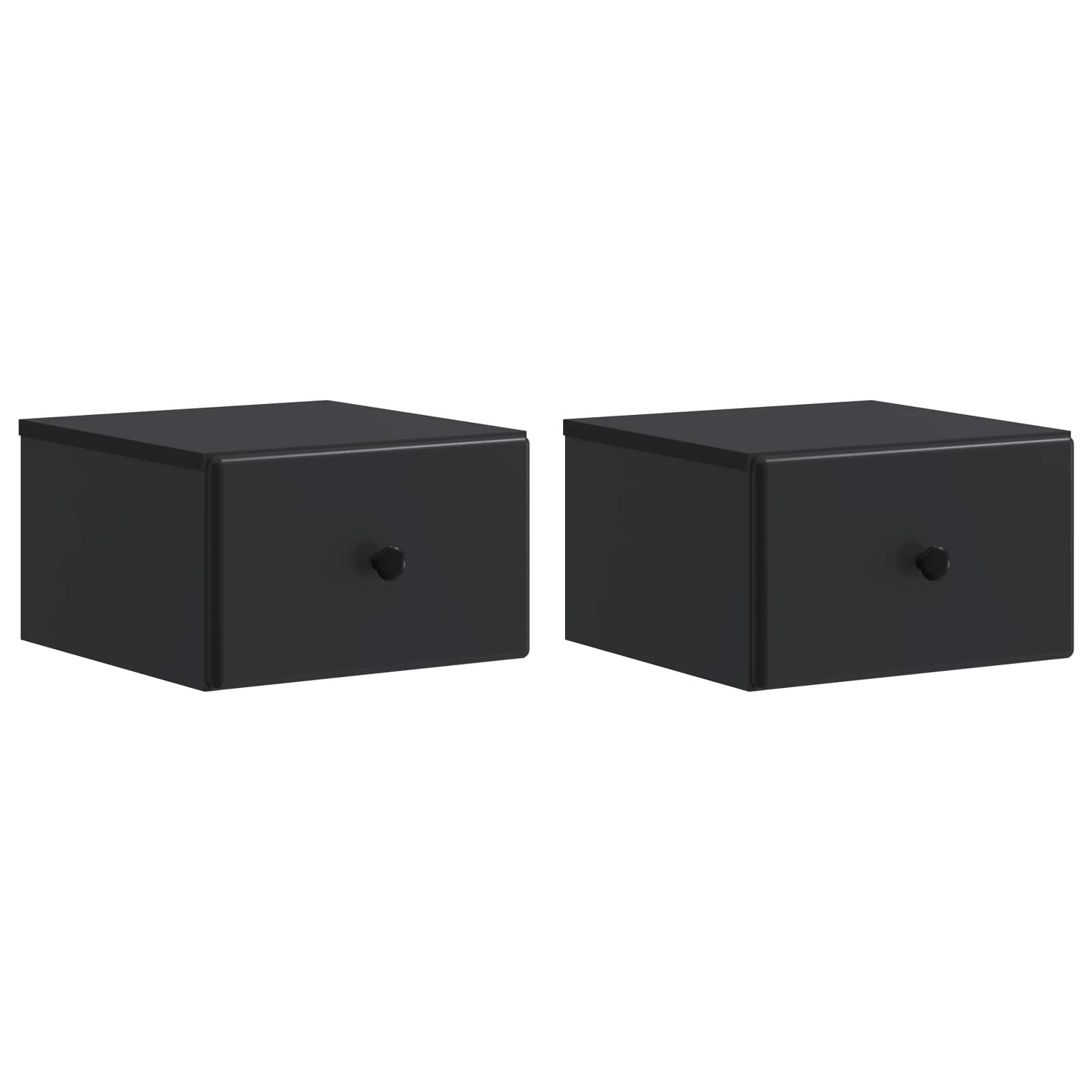 Nástěnný Noční Stolek Se Zásuvkou 2 Pcs Černá 34,5 X 33 X 20 Cm