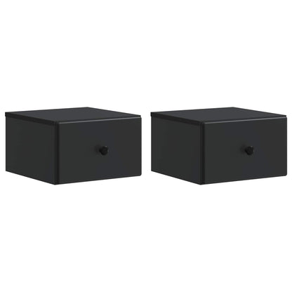 Nástěnný Noční Stolek Se Zásuvkou 2 Pcs Černá 34,5 X 33 X 20 Cm