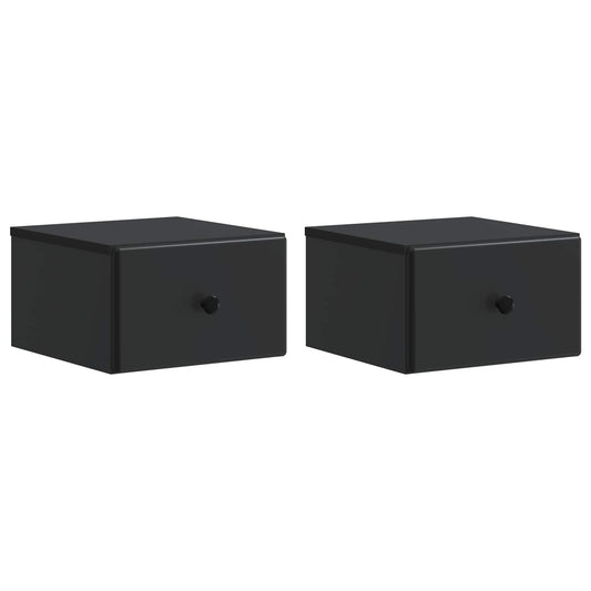 Nástěnný Noční Stolek Se Zásuvkou 2 Pcs Černá 34,5 X 33 X 20 Cm