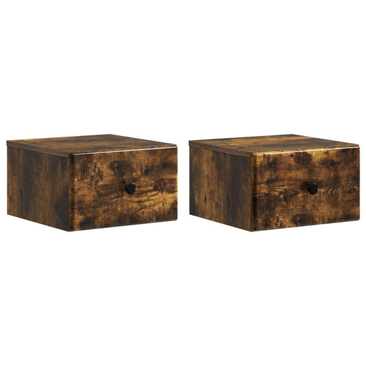 Nástěnný Noční Stolek 2 Pcs Kouřový Dub 34,5 X 33 X 20 Cm