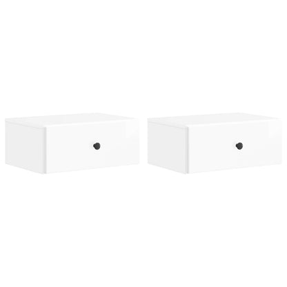 Nástěnný Noční Stolek Se Zásuvkou 2 Pcs Bílá S Vysokým Leskem