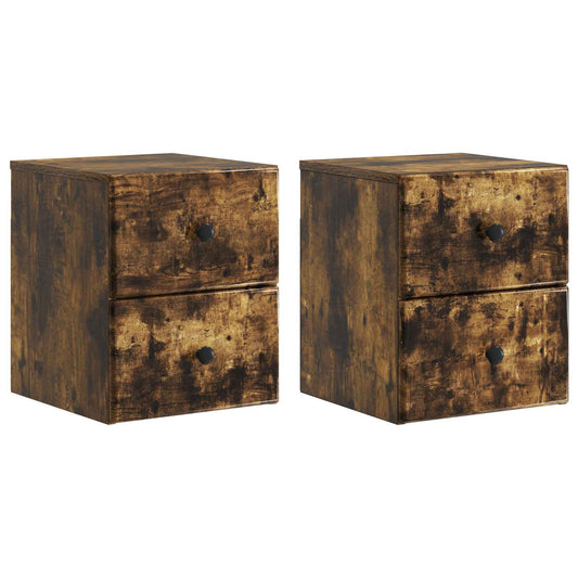 Nástěnný Noční Stolek 2 Pcs Kouřový Dub 34,5 X 33 X 40 Cm