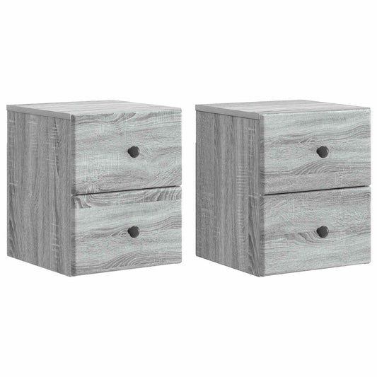 Nástěnný Noční Stolek 2 Pcs Šedá Sonoma 34,5 X 33 X 40 Cm