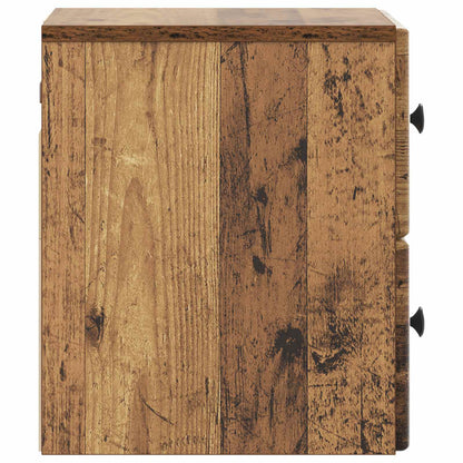 Nástěnný Noční Stolek Se Zásuvkou Staré Dřevo 34,5 X 33 X 40 Cm