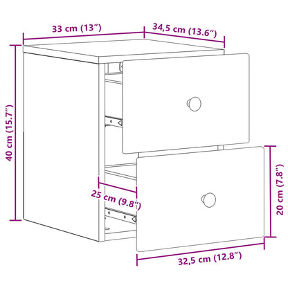Nástěnný Noční Stolek 2 Pcs Staré Dřevo 34,5 X 33 X 40 Cm
