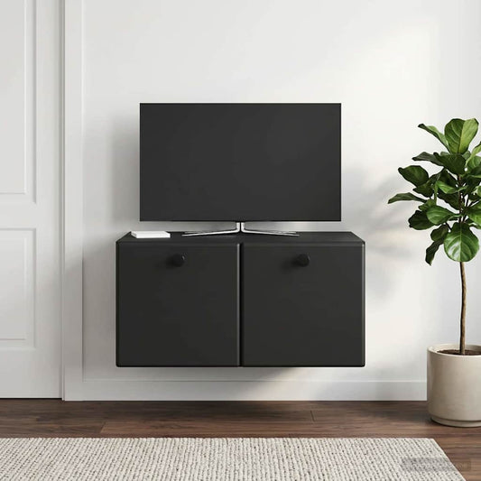 Nástěnná Tv Skříň 59,5 X 41 X 30 Cm Černá Kompozitní Dřevo