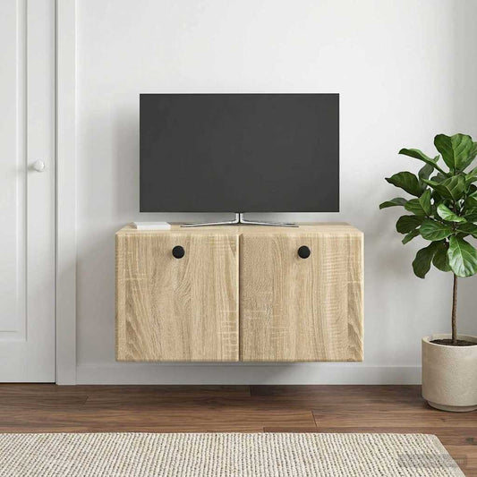 Nástěnná Tv Skříň 59,5 X 41 X 30 Cm Dub Sonoma Kompozitní Dřevo