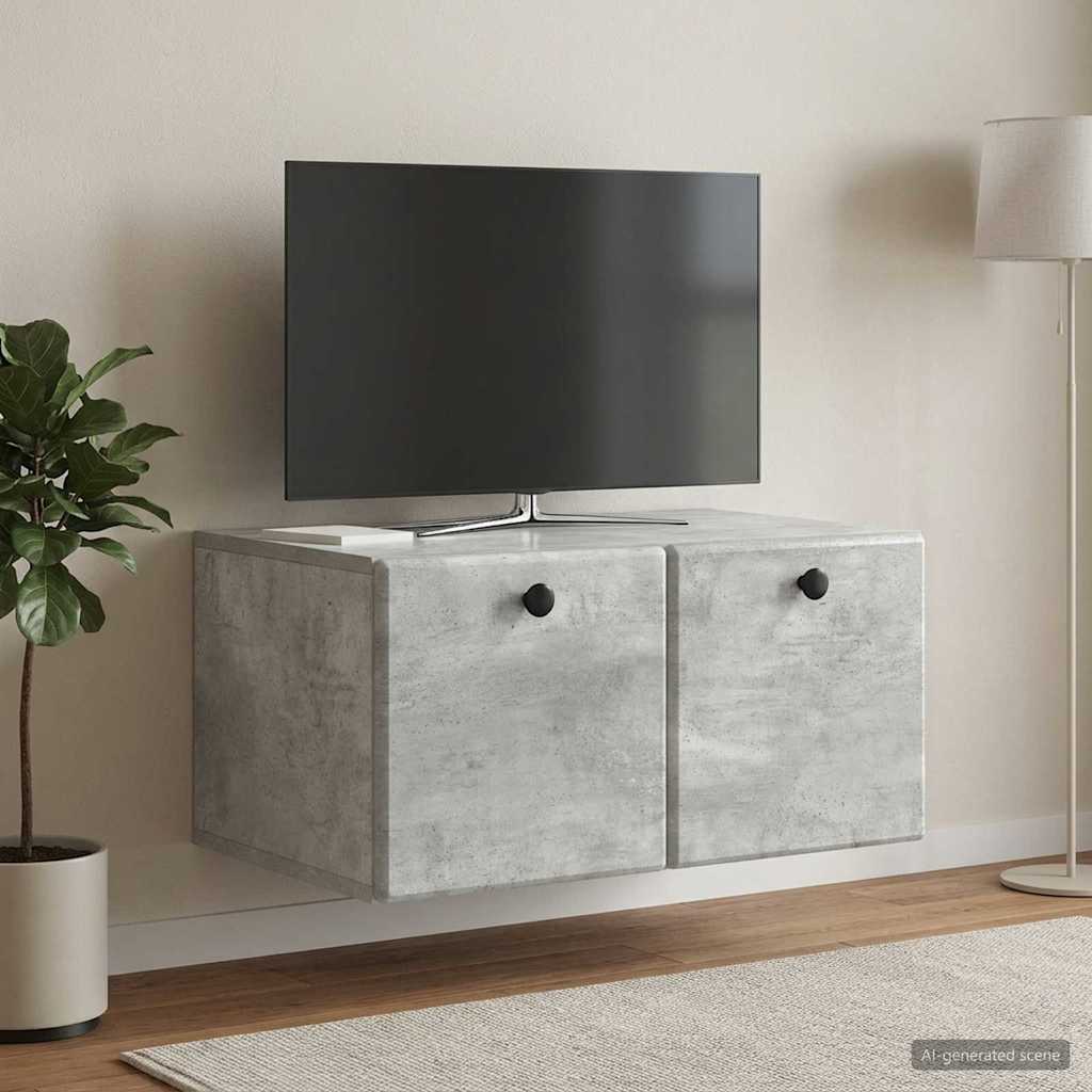 Nástěnná Tv Skříň 59,5 X 41 X 30 Cm Betonově Šedá