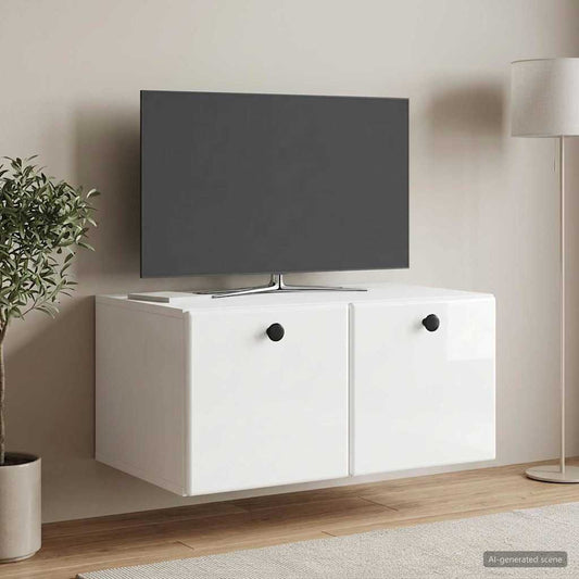 Nástěnná Tv Skříň 59,5 X 41 X 30 Cm Bílá S Vysokým Leskem