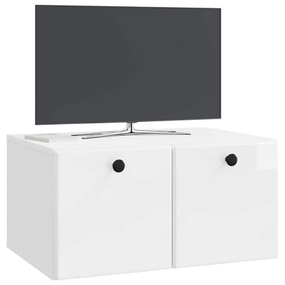Nástěnná Tv Skříň 59,5 X 41 X 30 Cm Bílá S Vysokým Leskem