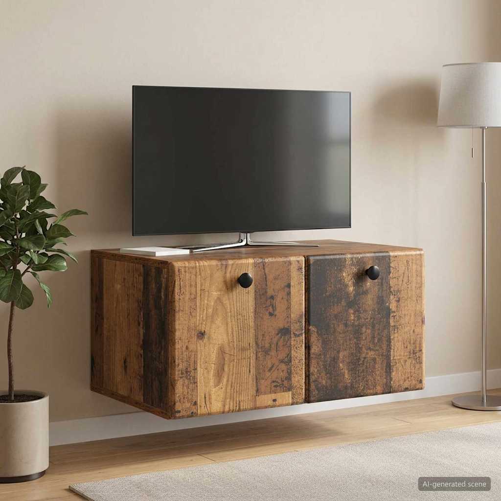 Nástěnná Tv Skříň 59,5 X 41 X 30 Cm Staré Dřevo
