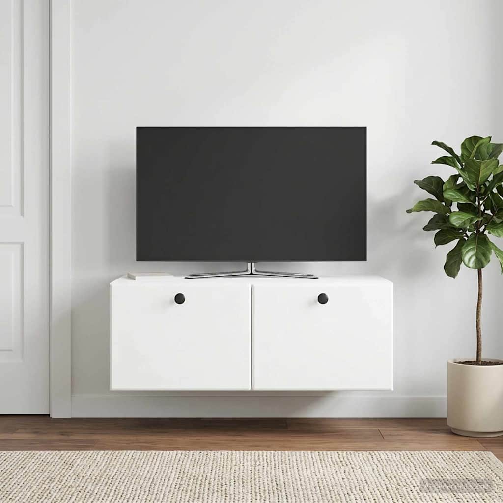 Nástěnná Tv Skříň 78,5 X 41 X 30 Cm Bílá Kompozitní Dřevo