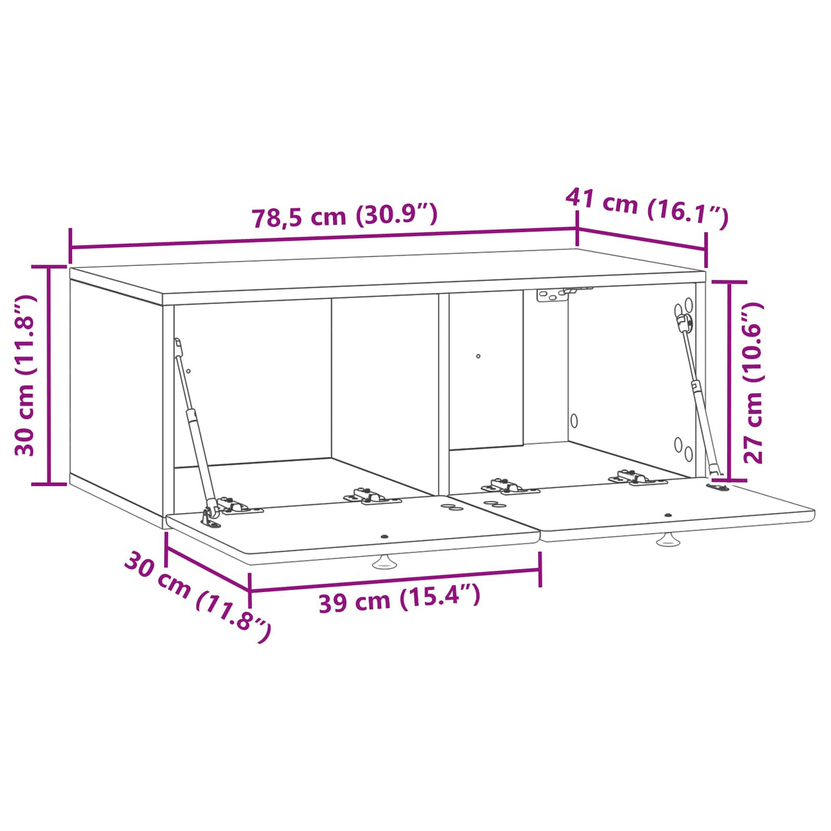 Nástěnná Tv Skříň 78,5 X 41 X 30 Cm Bílá Kompozitní Dřevo