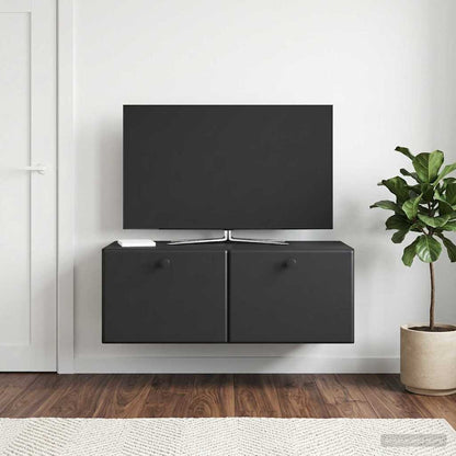Nástěnná Tv Skříň 78,5 X 41 X 30 Cm Černá Kompozitní Dřevo